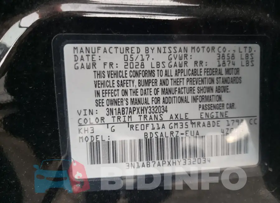 3N1AB7APXHY332034 Photo# 12