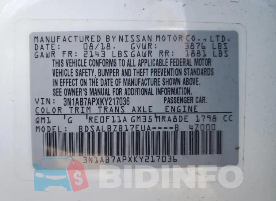 3N1AB7APXKY217036 Photo# 12