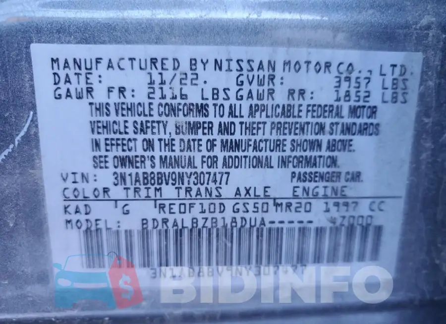 3N1AB8BV9NY307477 Photo# 12