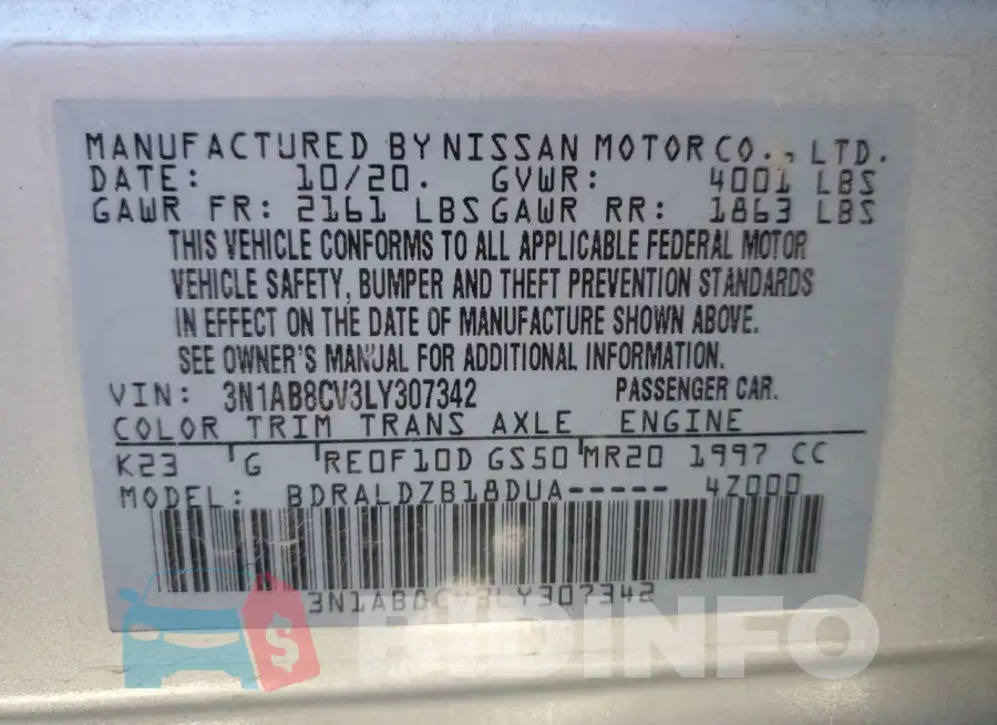 3N1AB8CV3LY307342 Photo# 13