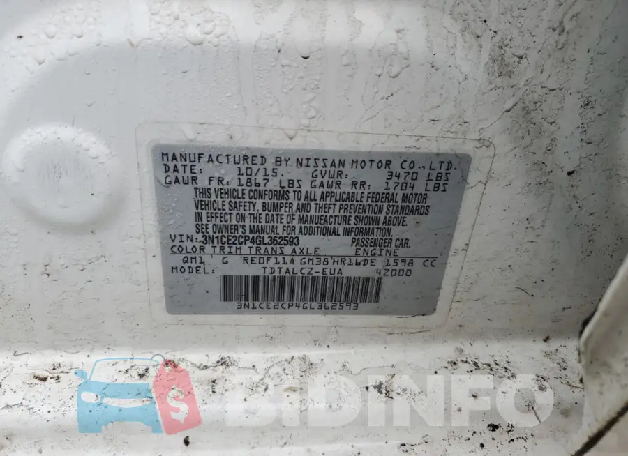 3N1CE2CP4GL362593 Photo# 12