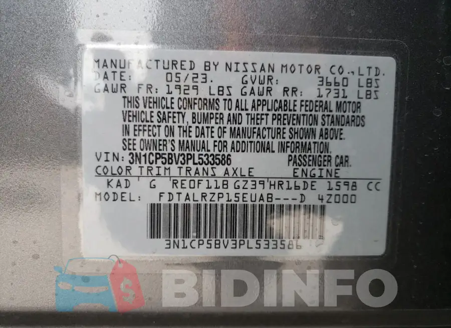 3N1CP5BV3PL533586 Photo# 14