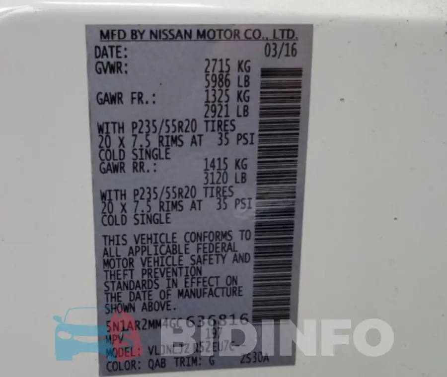 5N1AR2MM4GC636816 Photo# 13