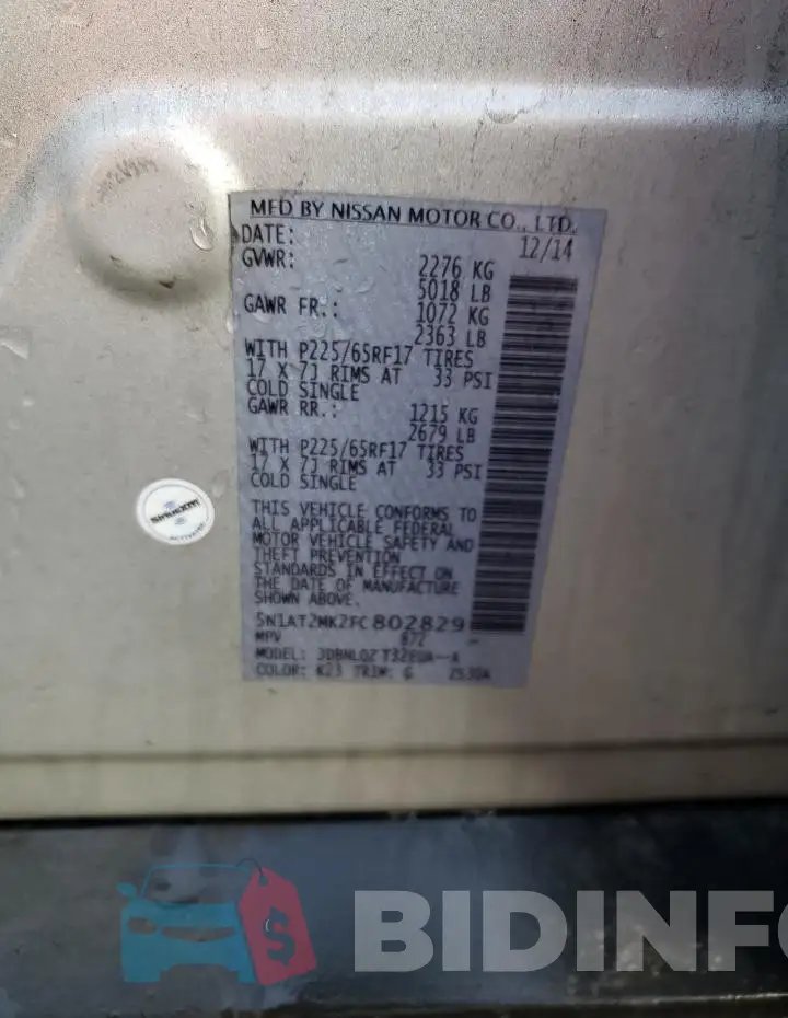 5N1AT2MK2FC802829 Photo# 13
