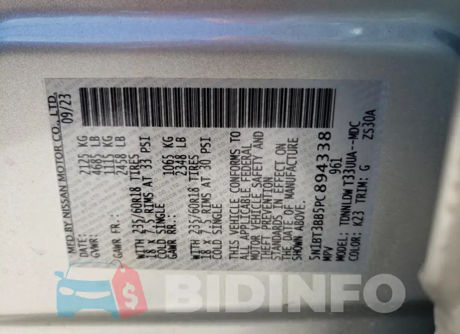 5N1BT3BB5PC894338 Photo# 14