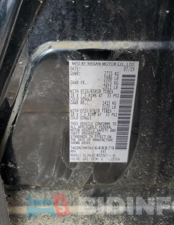 5N1DR2MM3KC648879 Photo# 12