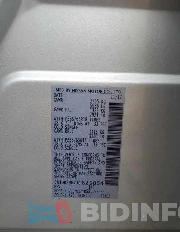 5N1DR2MM7JC625054 Photo# 13