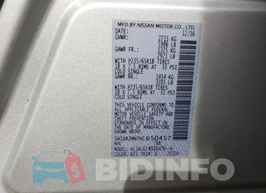 5N1DR2MN7HC650457 Photo# 13
