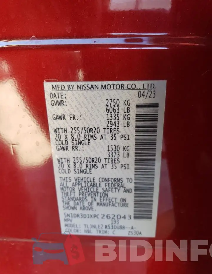5N1DR3DJXPC262043 Photo# 13