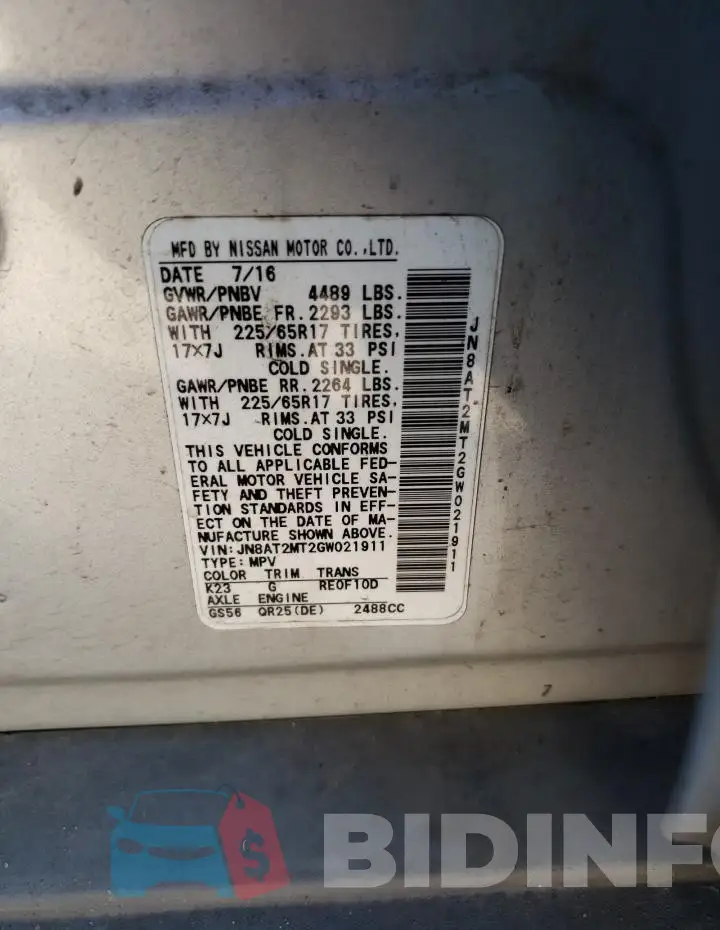 JN8AT2MT2GW021911 Photo# 12