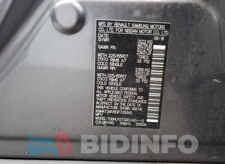 KNMAT2MV8GP729345 Photo# 13