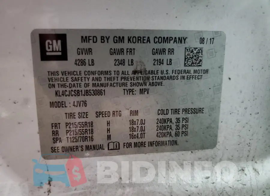 KL4CJCSB1JB530861 Photo# 13