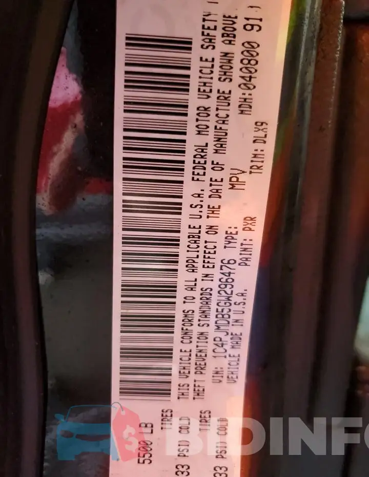 1C4PJMDB5GW296476 Photo# 13