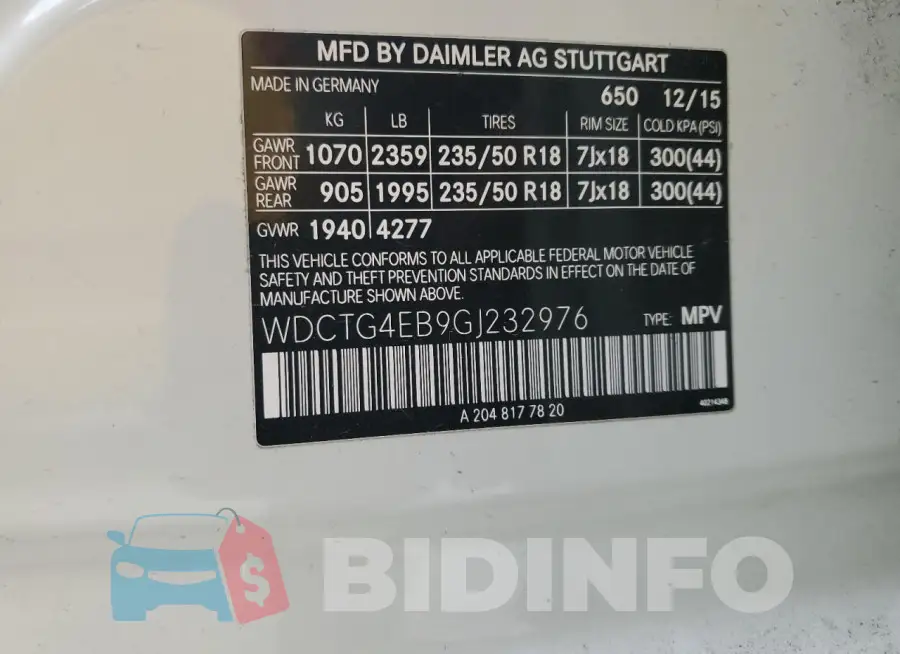 WDCTG4EB9GJ232976 Photo# 14