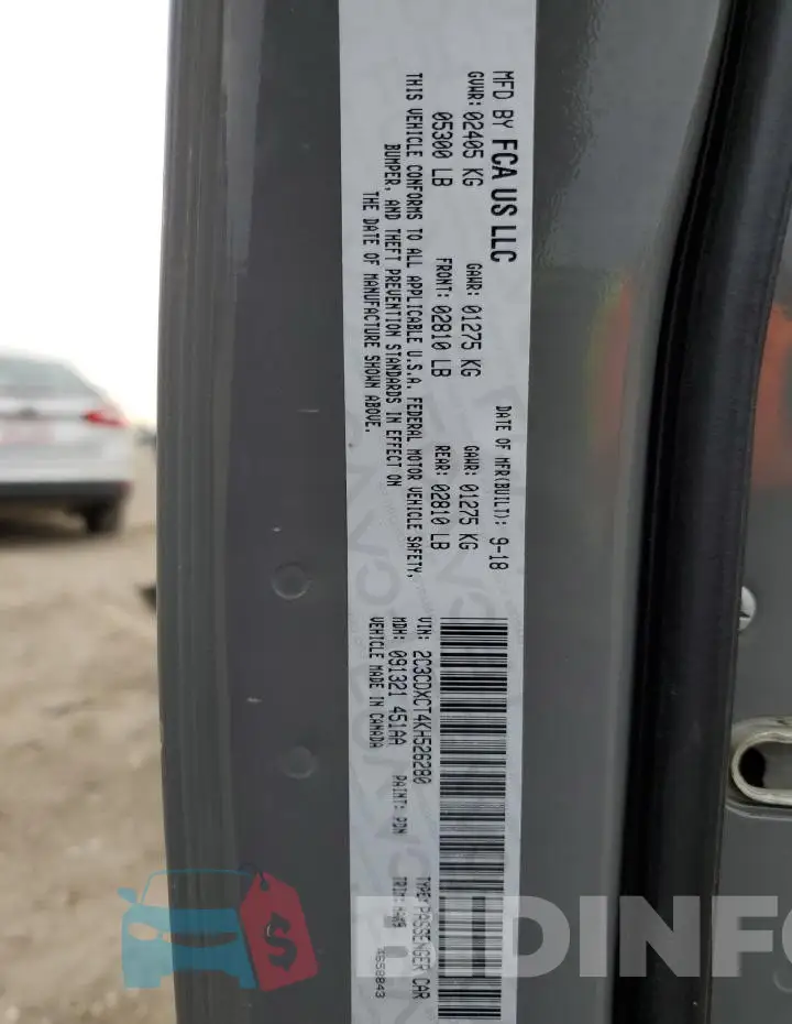 2C3CDXCT4KH526280 Photo# 13