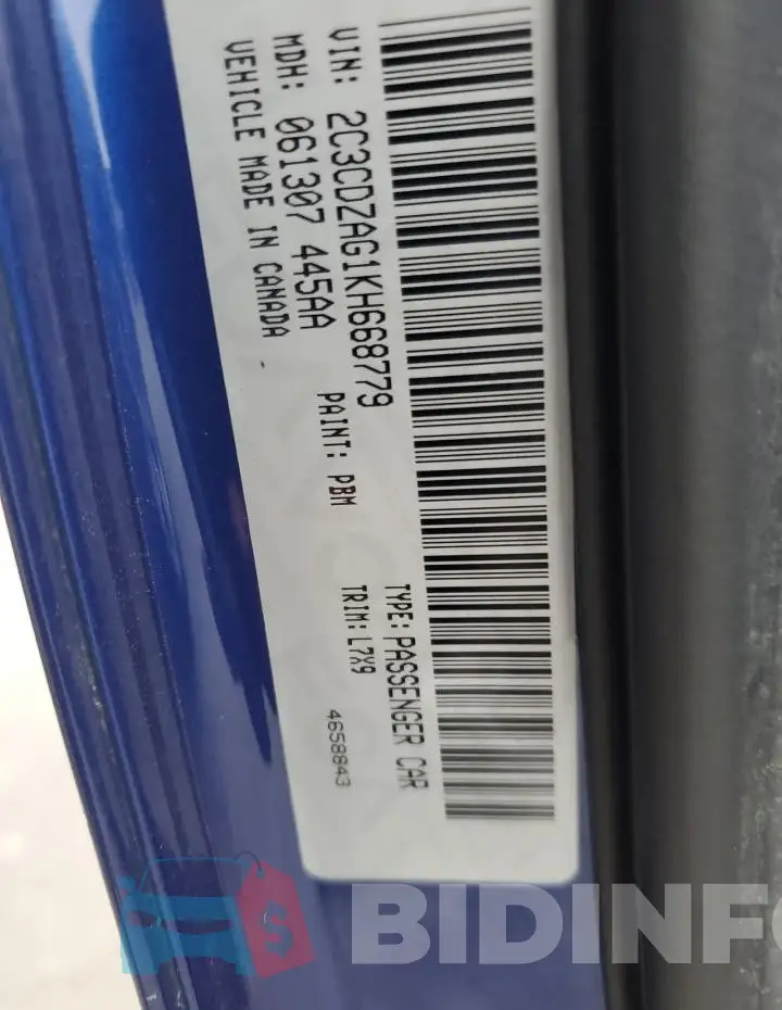 2C3CDZAG1KH668779 Photo# 12