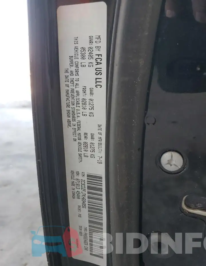 2C3CDZFJ7KH694856 Photo# 12