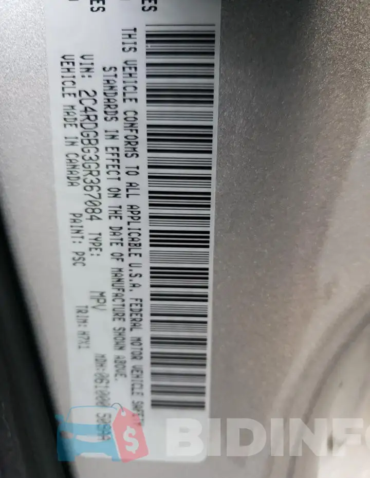 2C4RDGBG3GR367084 Photo# 13