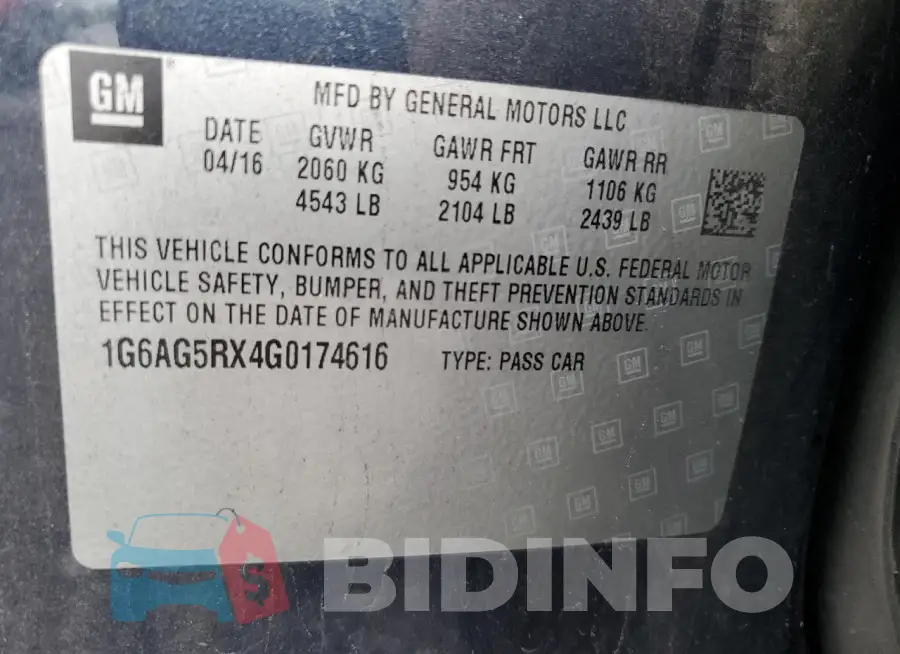 1G6AG5RX4G0174616 Photo# 12