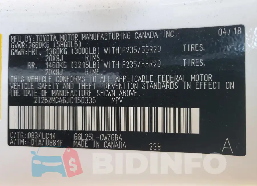 2T2BZMCA6JC150336 Photo# 12