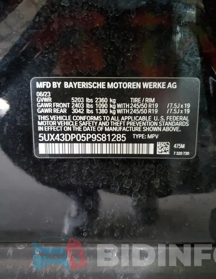 5UX43DP05P9S81285 Photo# 12