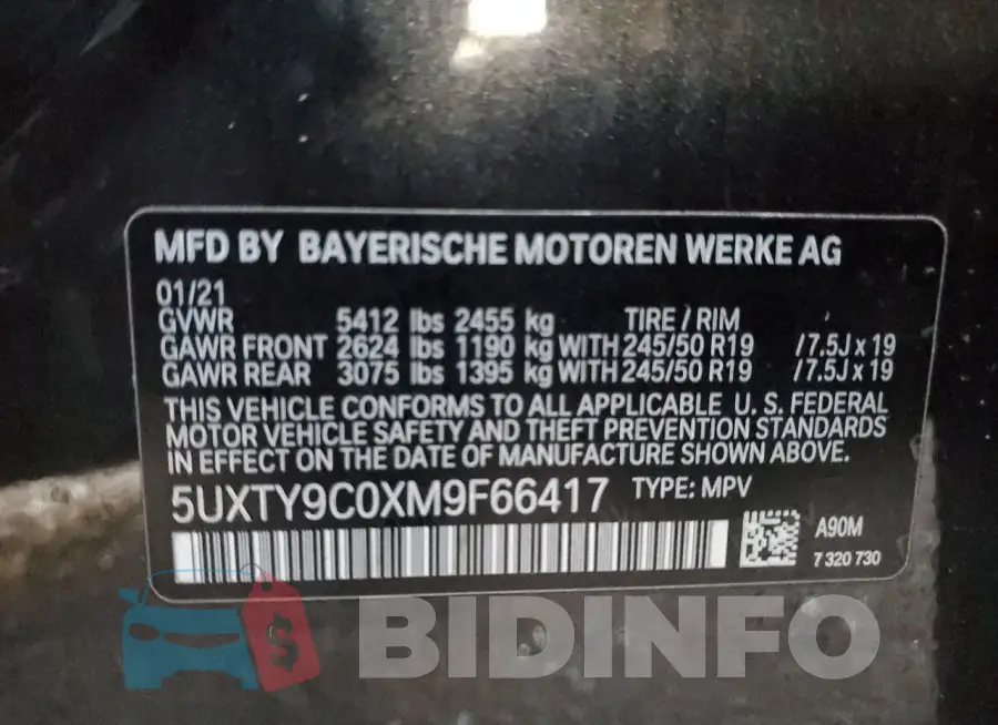 5UXTY9C0XM9F66417 Photo# 12