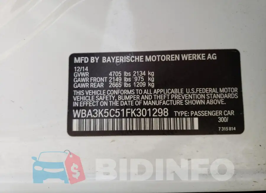 WBA3K5C51FK301298 Photo# 12