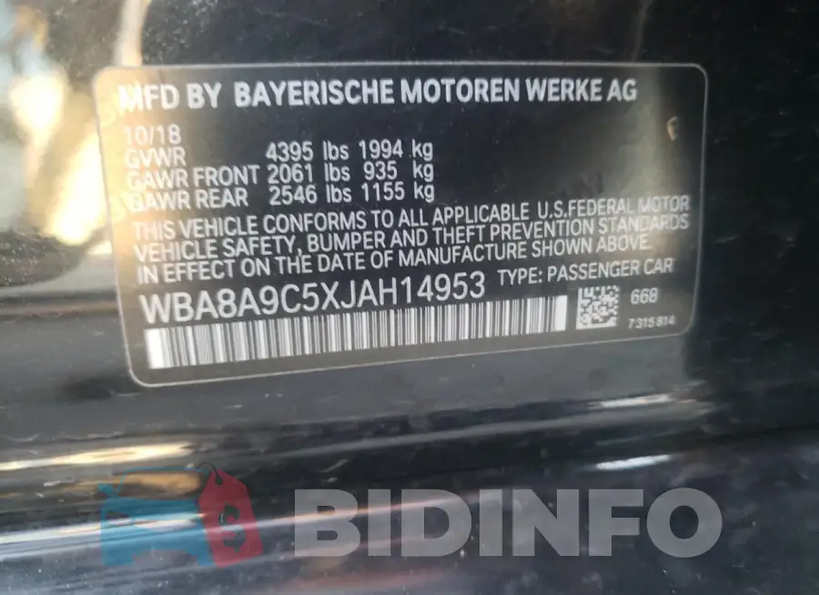 WBA8A9C5XJAH14953 Photo# 12
