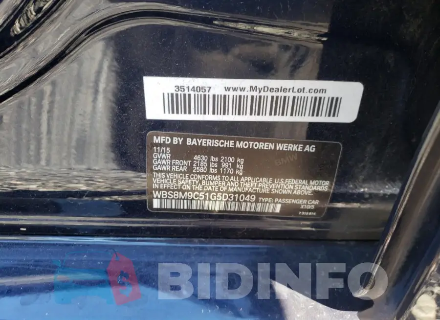 WBS8M9C51G5D31049 Photo# 12