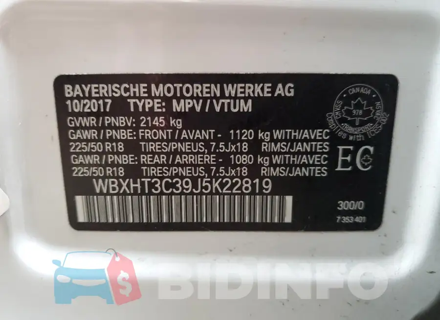 WBXHT3C39J5K22819 Photo# 12