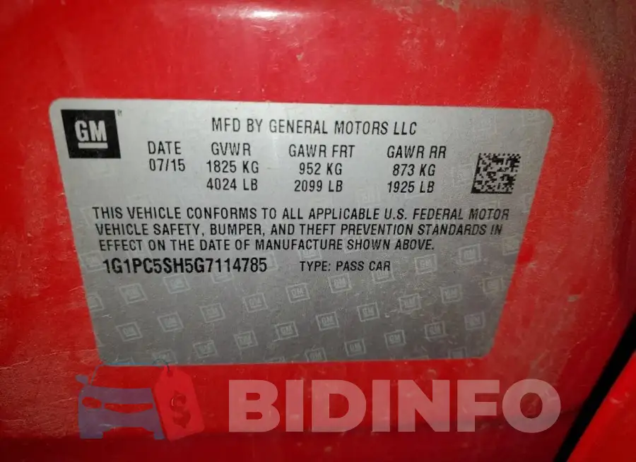 1G1PC5SH5G7114785 Photo# 12