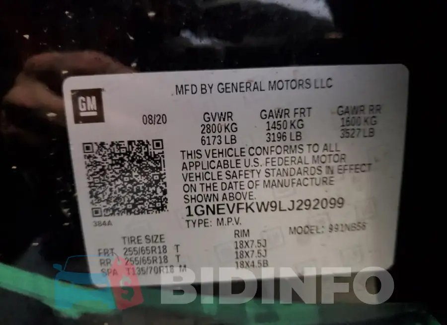 1GNEVFKW9LJ292099 Photo# 14