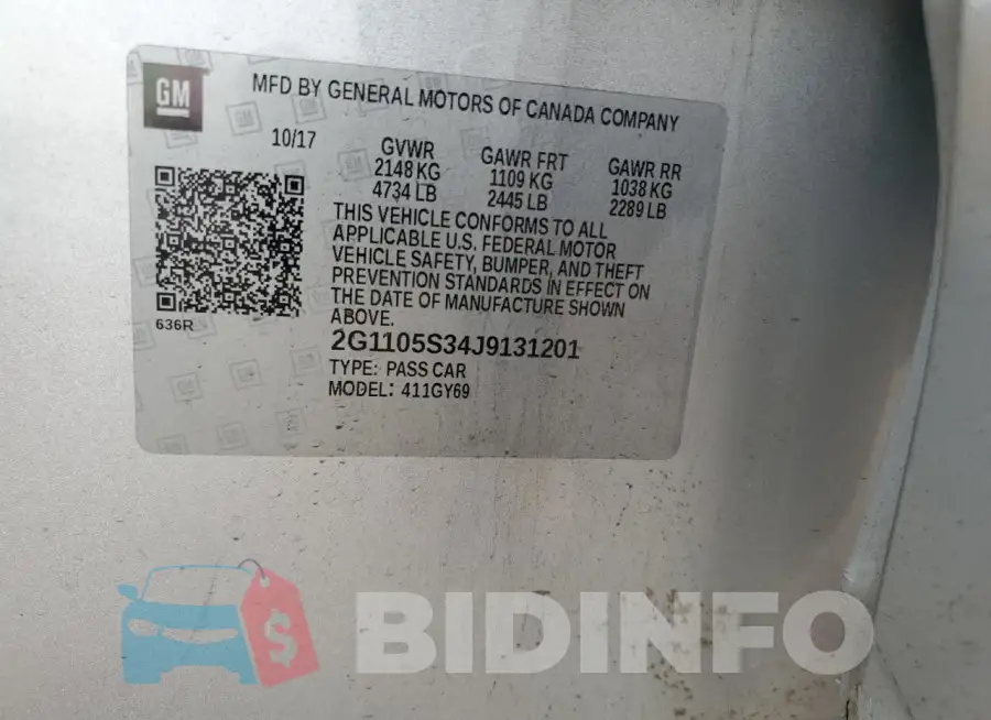 2G1105S34J9131201 Photo# 12
