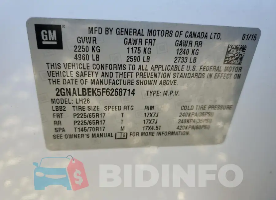 2GNALBEK5F6268714 Photo# 12