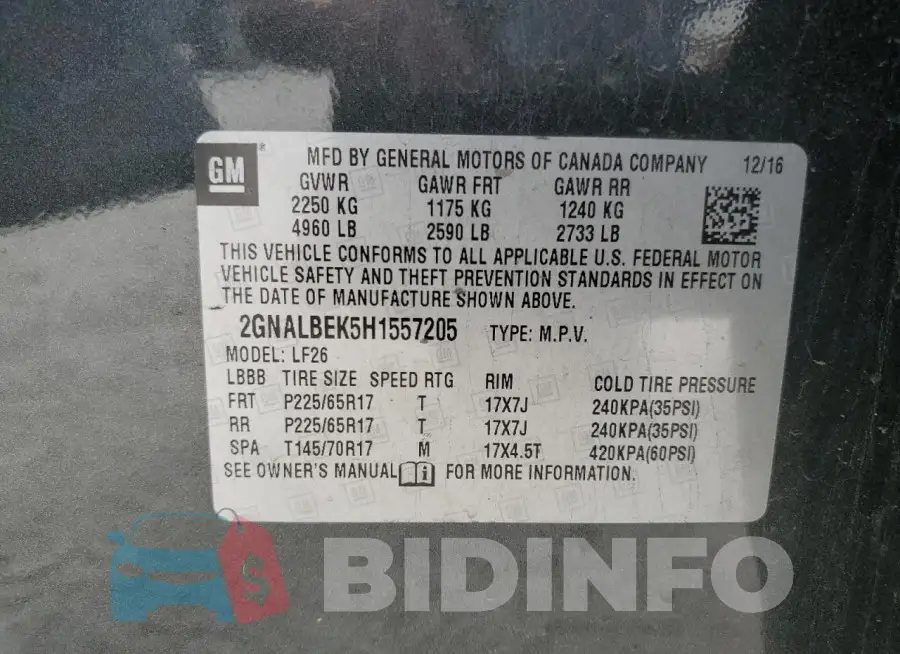 2GNALBEK5H1557205 Photo# 12