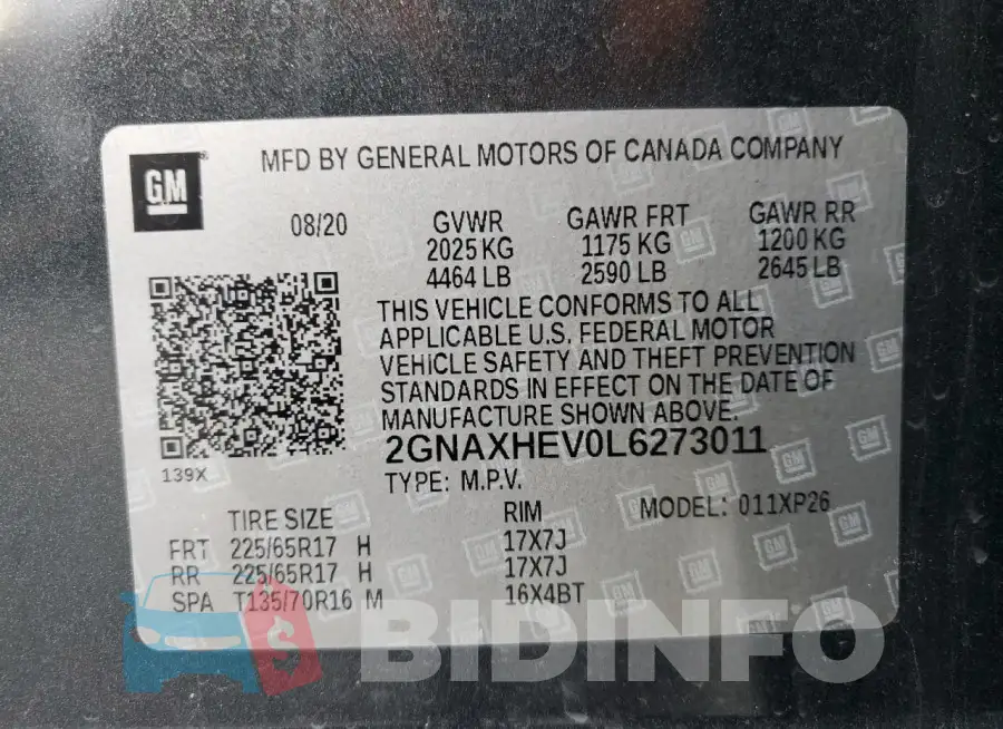 2GNAXHEV0L6273011 Photo# 14