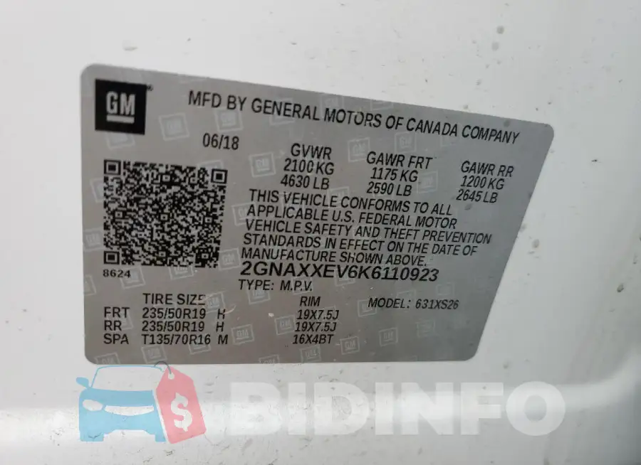2GNAXXEV6K6110923 Photo# 12
