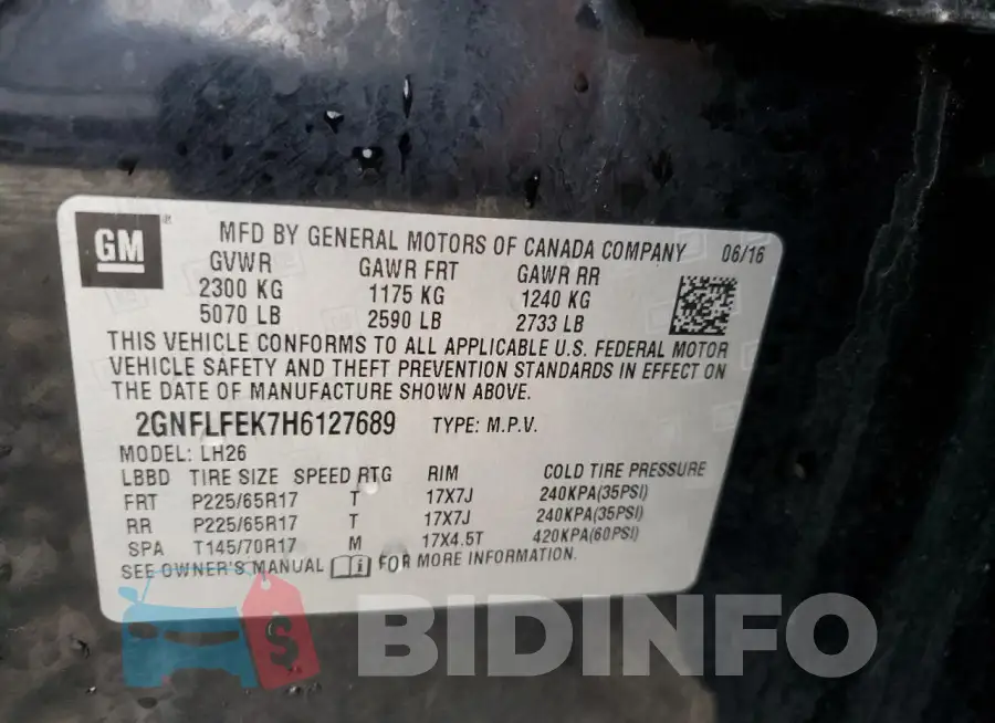 2GNFLFEK7H6127689 Photo# 12