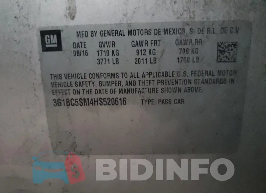 3G1BC5SM4HS520616 Photo# 12