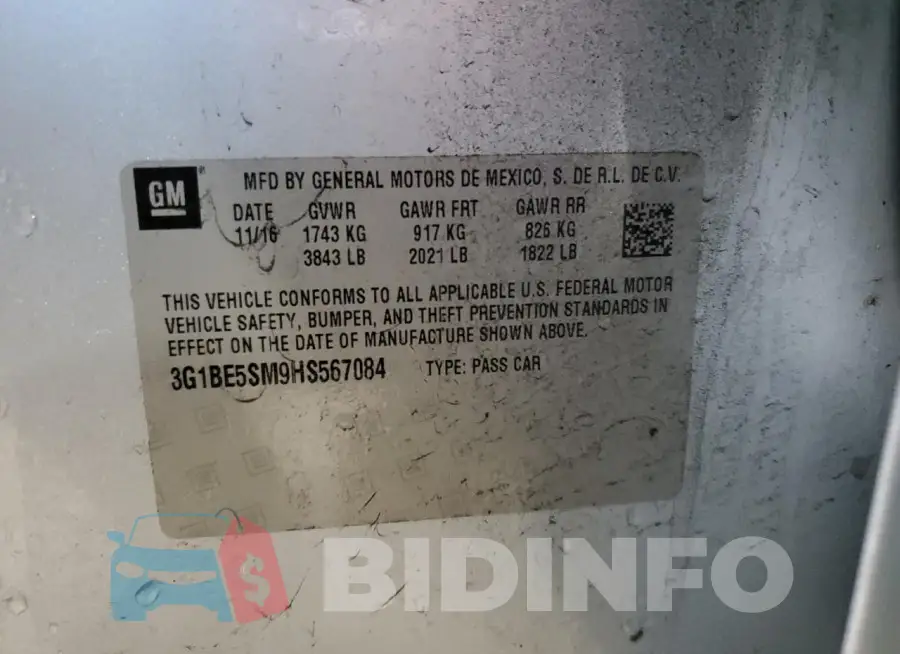 3G1BE5SM9HS567084 Photo# 12