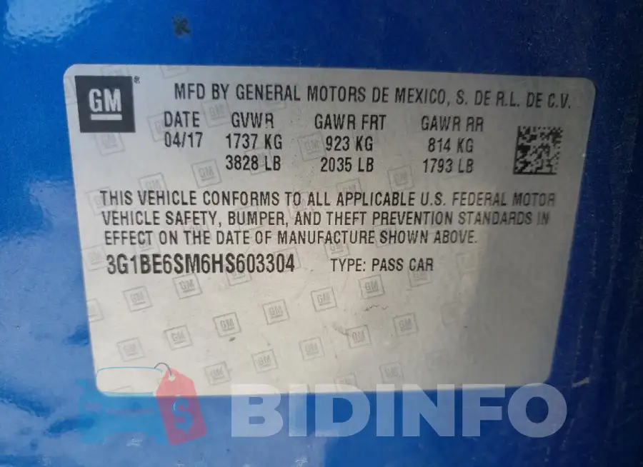 3G1BE6SM6HS603304 Photo# 13