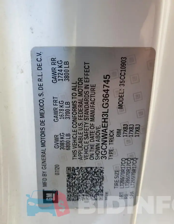 3GCNWAEH3LG364745 Photo# 12