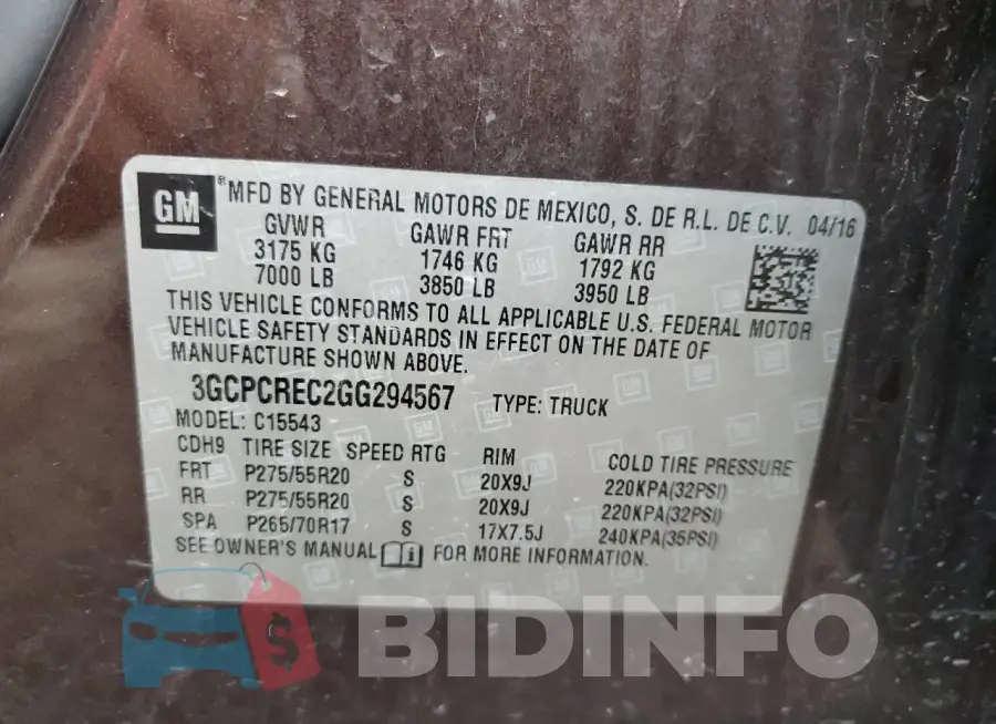 3GCPCREC2GG294567 Photo# 13