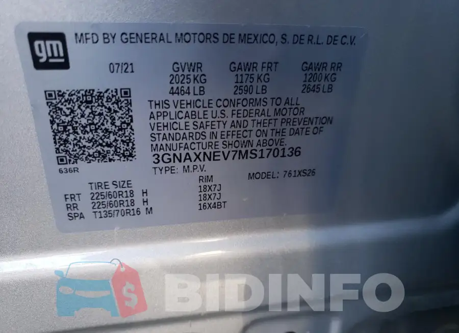 3GNAXNEV7MS170136 Photo# 14