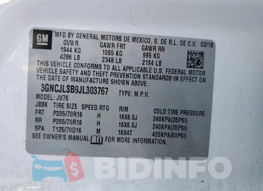 3GNCJLSB9JL303767 Photo# 13
