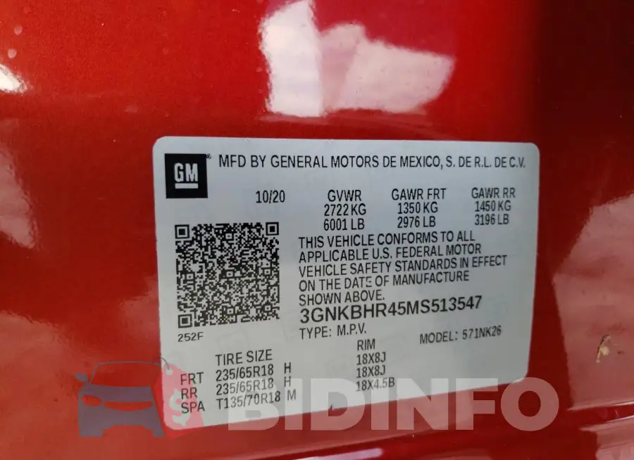 3GNKBHR45MS513547 Photo# 13