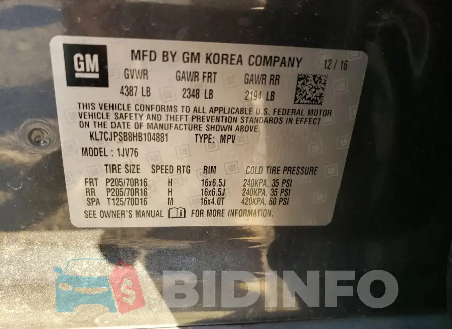 KL7CJPSB8HB104881 Photo# 13