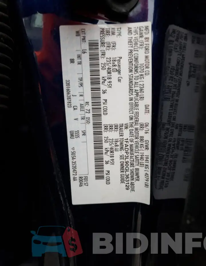1FADP3L90GL363129 Photo# 12