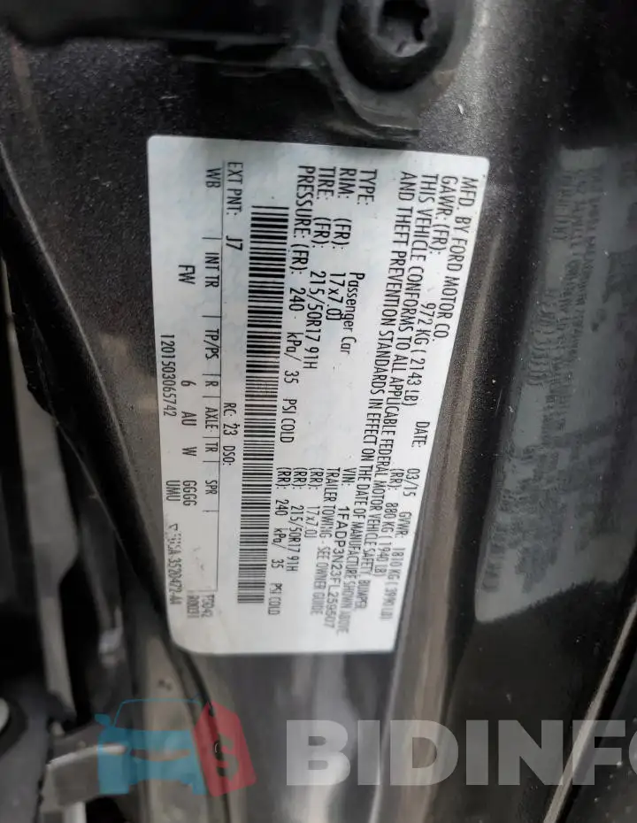 1FADP3N23FL259507 Photo# 12
