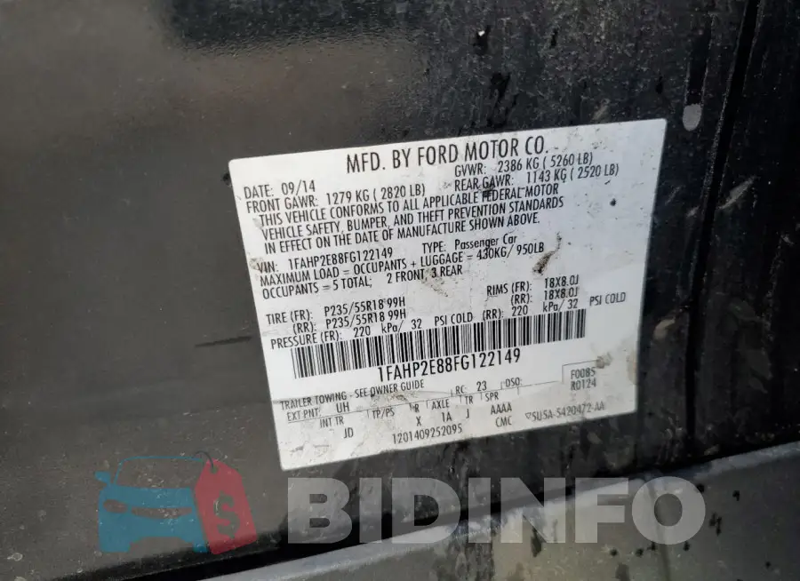 1FAHP2E88FG122149 Photo# 12